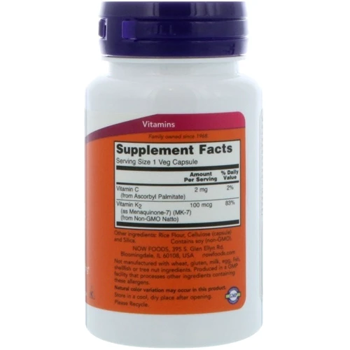 Now Foods MK-7 Vitamin K-2 100 mcg 60 caps: Тип Витамин K
