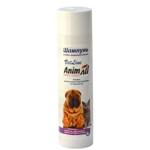 Шампунь AnimAll VetLine с хлоргексидином и кетоконазолом для собак и кошек 250 мл (4820220811349)