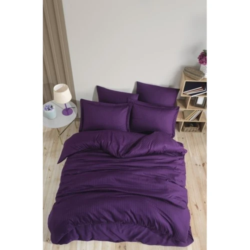 Комплект постельного белья HOBBY Exclusive Sateen Diamond Cizgili евро фиолетовый (60903_2,0): Материал страйп-сатин