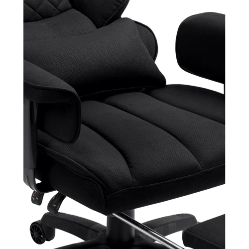 Кресло GT Racer B-2511 Fabric Black: Оснащение Поясничный валик, Подлокотники, Механизм качания, Подставка для ног, С крестовиной, С колесиками