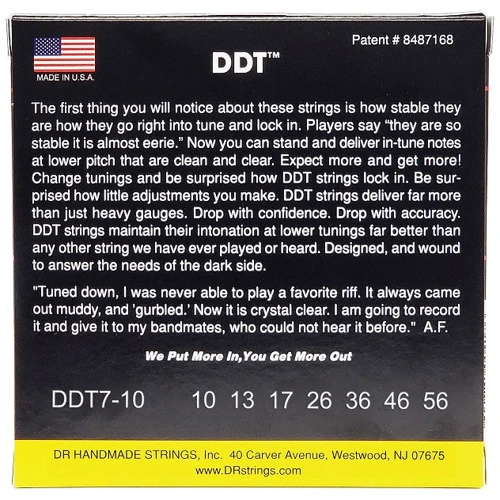 Струна для гитар Cтруны для электрогитары DR DDT7-10: Назначение Для электрогитары