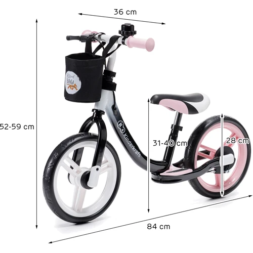 Беговел Kinderkraft Space Pink (KKRSPACPNK00AC): Диаметр колес, дюймов 12
