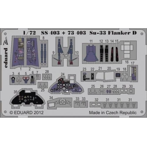 Фототравление Eduard 1/72 Су-33 Flanker D самоклеющееся (рекомендовано для Hasegawa) EDU-73403