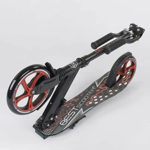 Самокат детский Best Scooter с PU колесами, зажимом руля и 1 амортизатором Black/Red (88914) фото 7