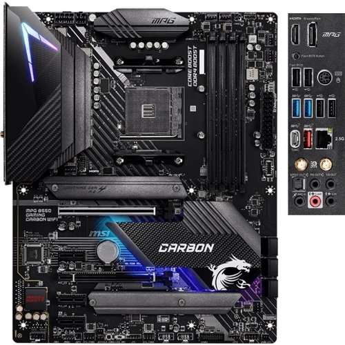 MSI MPG B550 GAMING CARBON WIFI: Оперативная память 4xDDR4 5100 МГц, до 128 ГБ