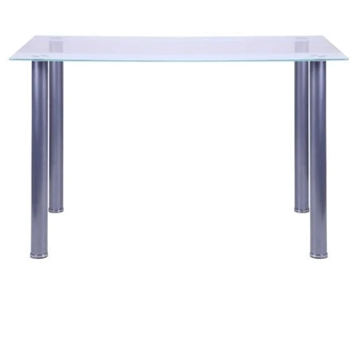 Стол AMF DT-58 1200x800x750 База алюм/Стекло прозрачное белая полоса: Тип обеденный