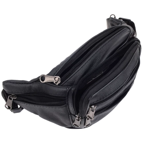 Чоловіча поясна сумка Borsa Leather чорна (1t166m-black): Фактура матова, Зерниста
