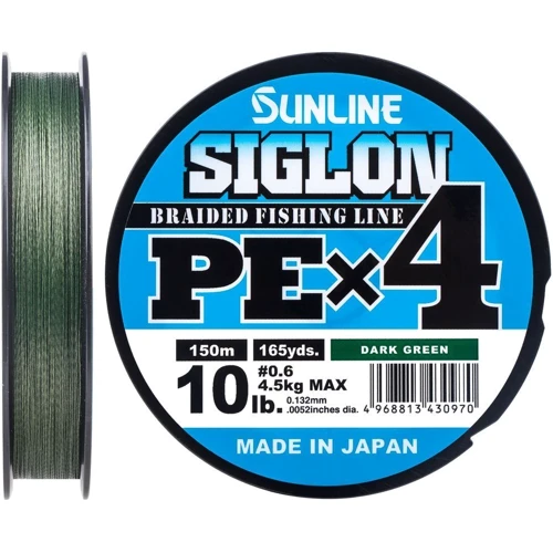 

Шнур Sunline Siglon Pe х4 150м, #0.6/0.132мм, 10lb/4.5кг, темно-зеленый (1658.09.17)