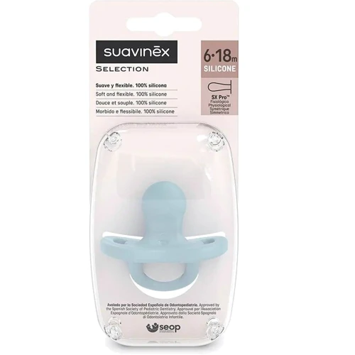 Пустушка Suavinex Colour Essence силіконова анатомічна 6-18 міс. блакитна (308079): Вид пустушки классическая