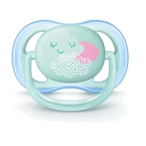 Пустышка для девочки Philips AVENT Ultra Air с декором, 0-6 мес, 2 шт (SCF343/20): Форма соски ортодонтическая