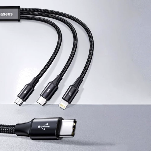 Кабель Baseus Cable USB-C to Lightning/microUSB/USB-C Rapid 1.5m Black (CAMLT-SC01) фото 5
