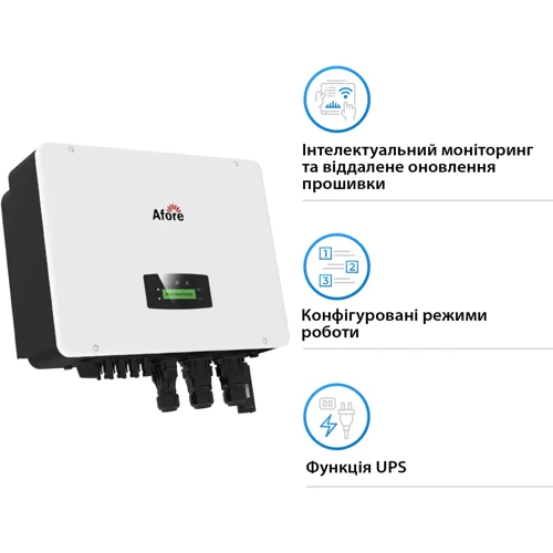 Гибридный солнечный инвертор (hybrid) Afore AF30K-TH 30KW HV-battery 2 MPPT Wi-Fi 220/380V,3 фази