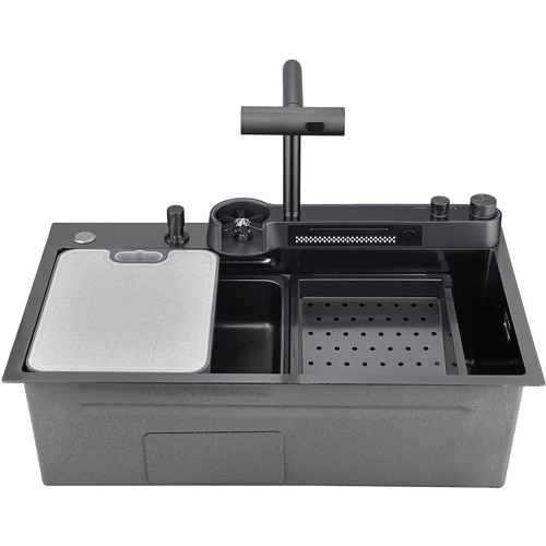 Кухонная мойка Lefton Two Outlets Waterfall Faucet Kitchen Sink with Digital Temperature Display & LED Lighting-KS2208: Форма Прямоугольная