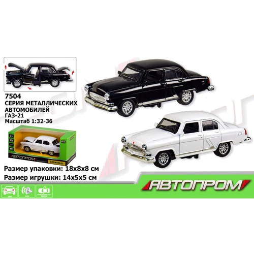 Машина металл 7508 (7504) АВТОПРОМ,1-32-36 ГАЗ 21,свет, звук, 18x8x8см: Производитель АВТОПРОМ