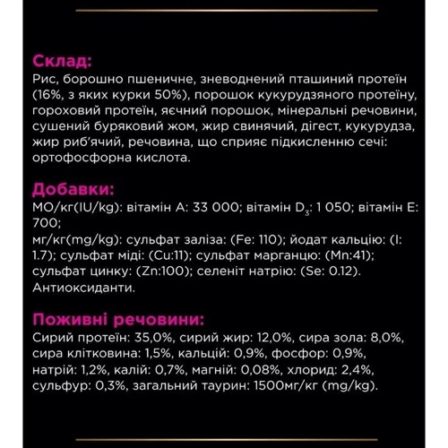 Сухой корм для котов Pro Plan Veterinary Diets UR Мочекаменная болезнь 350 г (7613035154216): Основные ингредиенты Курица