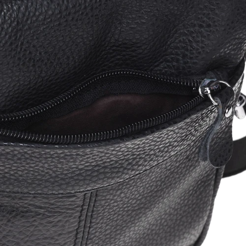 Мужская сумка через плечо Borsa Leather черная (K11025-black): Фактура Матовая, Зернистая