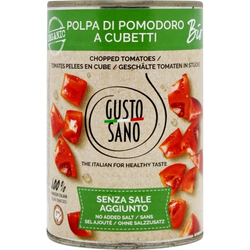 Томаты очищенные резанные кубиками Gusto Sano Organic Chopped Tomatoes органические 400 г (8057733190234)