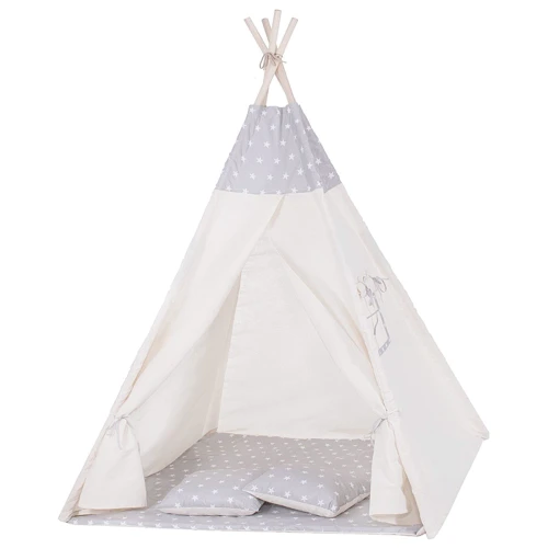 Детская палатка Springos Tipi XXL вигвам бело-серая (TIP07)