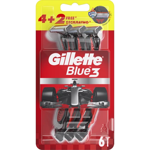 Gillette Blue3 Станки для бритья одноразовые 6 шт. Red