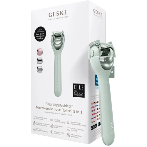 Электронный роллер для лица с микроиглами GESKE MicroNeedle Face Roller 9в1 green