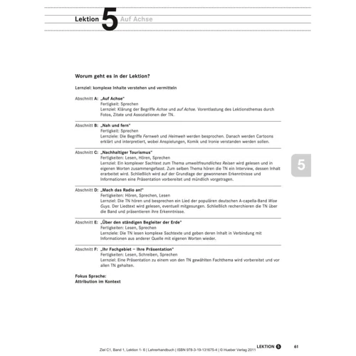 Ziel C1.1: Kursbuch und Arbeitsbuch mit Lerner-CD-ROM, Lektion 1-6: Виробник Hueber