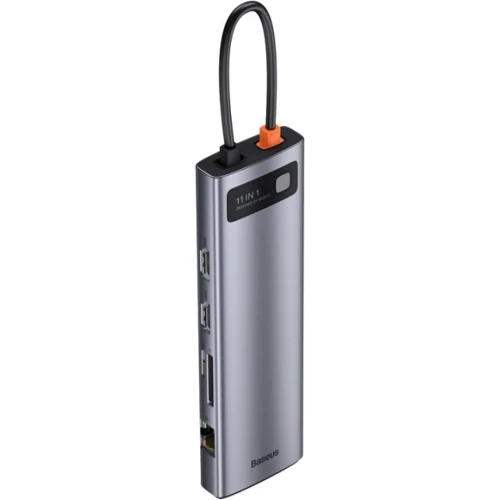 Адаптер Baseus Adapter USB-C to 3xUSB3.0+2xHDMI+USB-C+TF+SD+VGA+3.5mm+RJ45 Gray (CAHUB-CT0G): Додаткові роз'єми Ethernet, 3.5mm Headphone, VGA, SD+TF Card, USB-C, HDMI, USB OTG