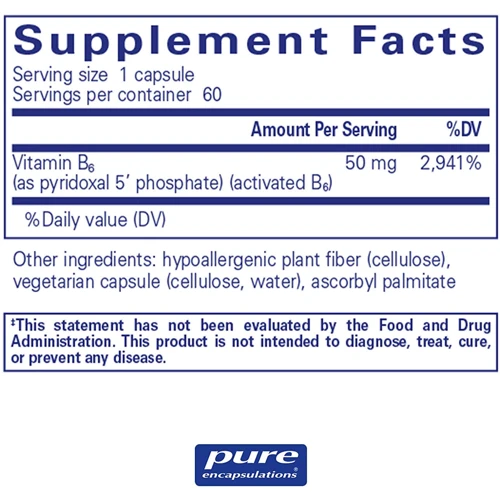 Pure Encapsulations P5P 50 (vitamin B6) 60 caps Витамин B6 (PE-00210): Тип Витамин B