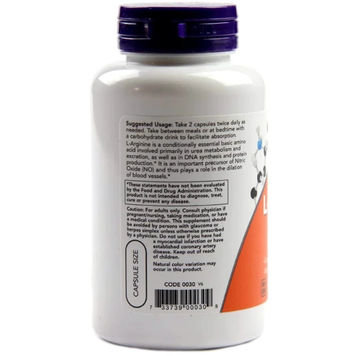 NOW Foods L-Arginine 500 mg Capsules 100 caps: Форма выпуска Капсулы