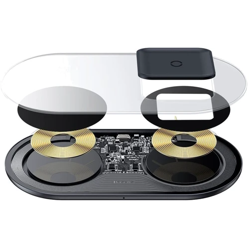 Зарядний пристрій Baseus Dual Wireless Charger Pro Edition Transparent (WXJK-CA02) for Smartphones and Pods: Кабель в комплекті USB-C