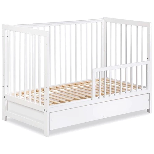 Дитяче ліжечко Klups Timi 120х60 см з ящиком та перегородкою біле