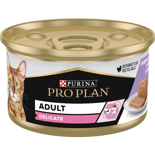 Влажный корм Pro Plan Adult Delicate turkey Pate с индейкой 85г (3222270189927): Порода Все породы