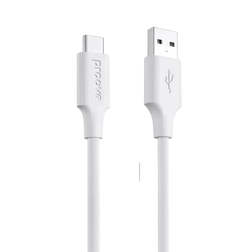 Кабель Proove USB Cable to USB-C Striped Silicone 1m White