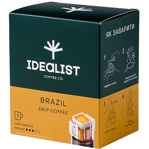Дрип-кофе IDEALIST COFFEE Co Бразилия 7 шт: Вид напитка кофе молотый