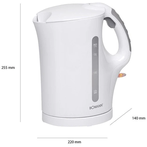 Электрочайник Bomann WK 5011 CB white: Покрытие нагревательного элемента (материал) нержавеющая сталь