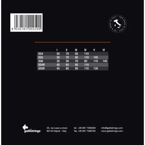 Струна для гитар Струны для бас-гитары Gallistrings SG4 4 STRINGS MEDIUM HEAVY: Назначение Для бас-гитары