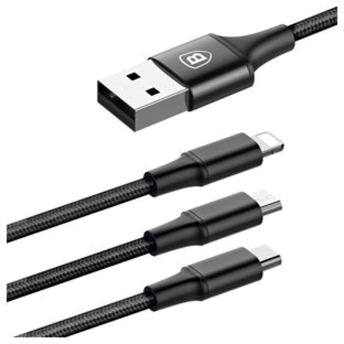 Кабель Baseus USB Cable to Lightning/microUSB/USB-C Rapid 1.2m Black (CAMLT-SU01) фото 5