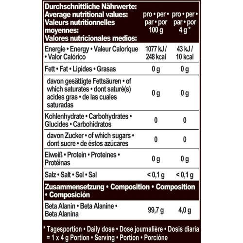 Аминокислота для спорта IronMaxx Beta Alanine Powder 500 g /125 servings/ Neutral: Вкус Без вкуса