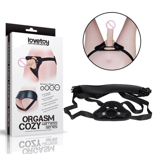 Трусики для страпона Lovetoy Orgazm Cozy Harness Series + 4 кольца, Black