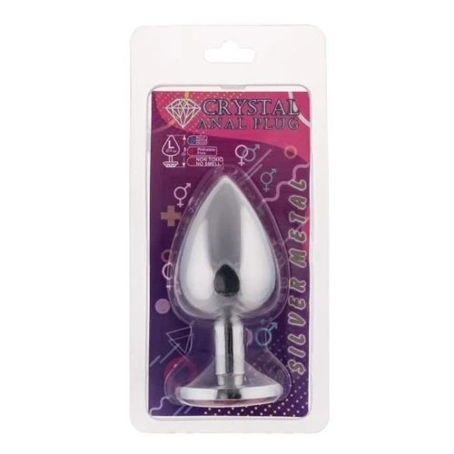 Анальная пробка CRYSTAL Silver Pink Topaz, L