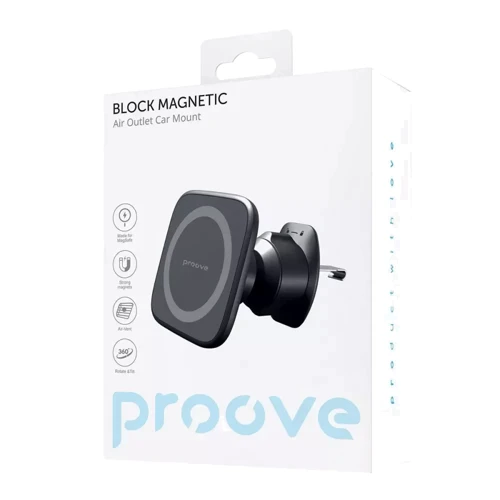 Держатель Proove Car Holder Air Vent Magnetic Ring Black (CHMA00000001) for iPhone 16 I 15 I 14 I 13 I 12 series: Особенности автодержатель, MagSafe