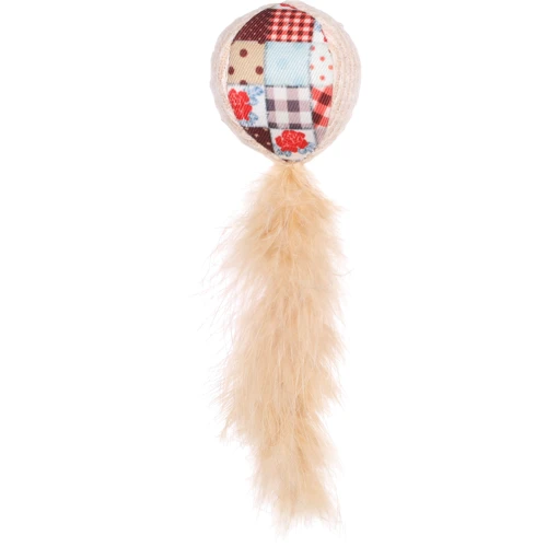 Игрушка для котов шуршащая Flamingo Vinta Ball with Feathers Винта мяч с перьями с кошачьей мятой бежевый 4.5 см (59125): Производитель Flamingo