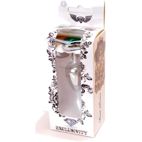 Анальная пробка с кристаллом BOSS of TOYS Boss Series - Jewellery Silver Heart PLUG Green S, BS6400051