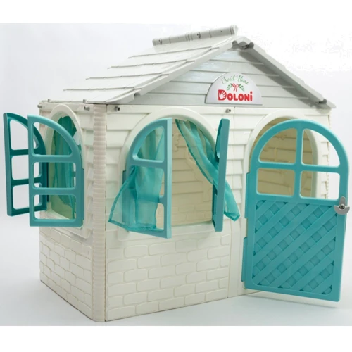 Игровой Домик со шторками Doloni Toys 02550/15 Бело-Бирюзовый: Цвет белый