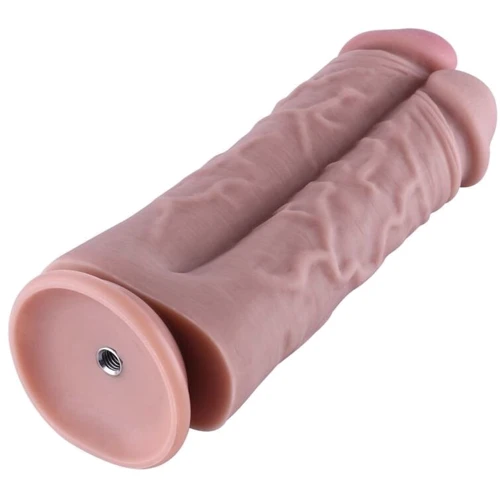 Двойной дилдо для секс-машин Hismith 8.5” Two Cocks One Hole Silicone Dildo