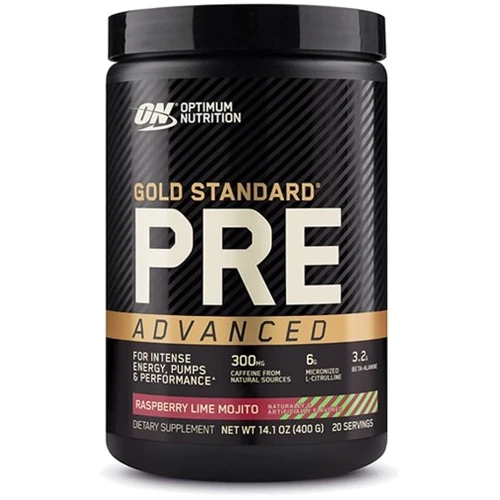 Передтренувальний комплекс Optimum Nutrition Gold Standard Pre Advanced 400 g /20 servings/ Raspberry-Lime Mojito