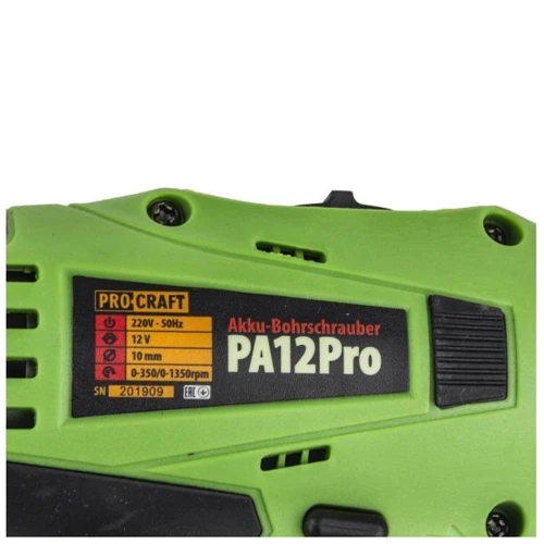 Шуруповерт Procraft PA12PRO: Питание от аккумулятора
