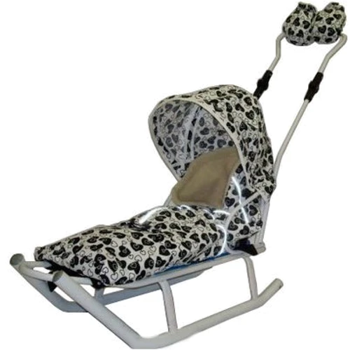 Санки Anmar Active (рег.ручка/капюшон/конверт/муфта) белый в сердечки