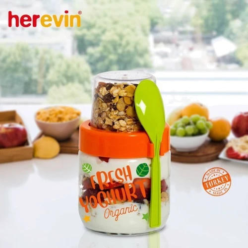 Емкость для хранения HEREVIN Fruit-Yoghurt с ложкой и контейнером 0.425 л (131615-000): Тип Банка с ложкой и контейнером