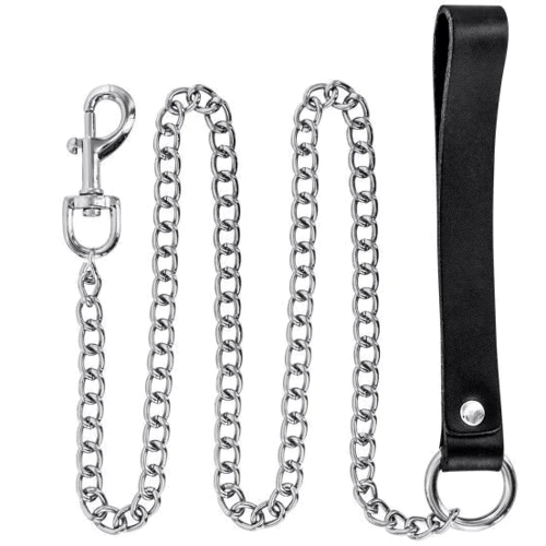 Поводок Fetish Tentation Premium Metal leash with cowhide leather wrist 115 см