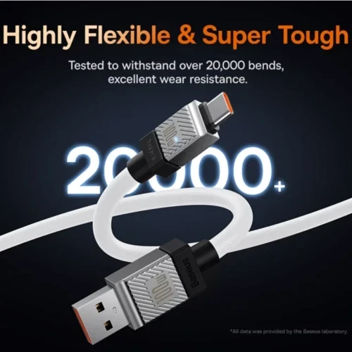 Кабель Baseus USB Cable to USB-C CoolPlay Series Fast Charging 100W 2m White (CAKW000702) фото 10